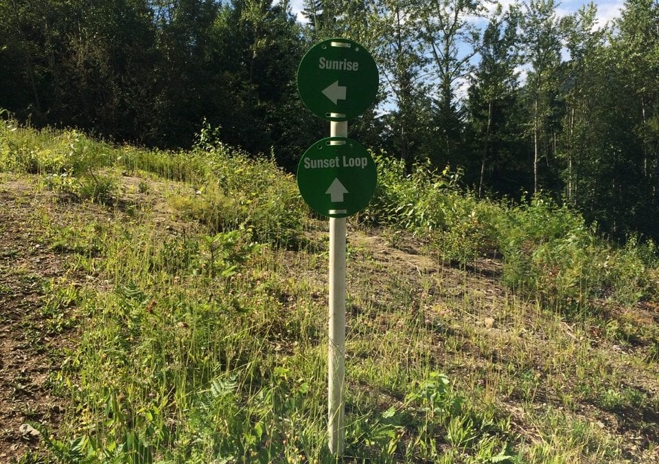 Sunrise and sunset trail signs