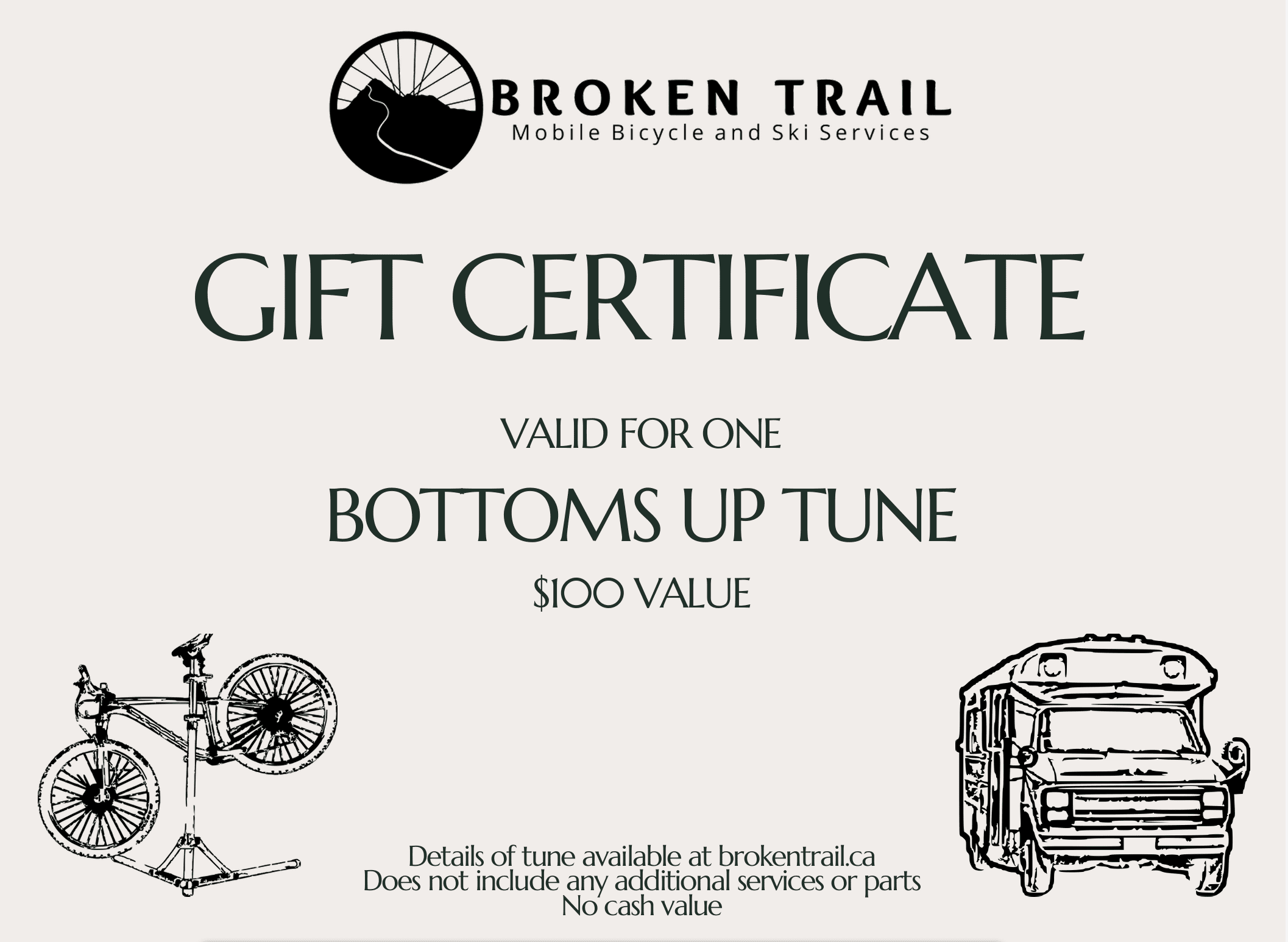 Broken Trail Mobile Bicycle and ski service Basic Tune